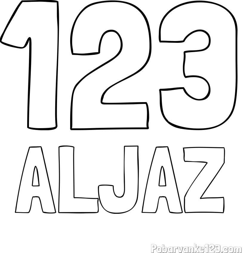 Pobarvanka imena ALJAŽ in pobarvanka številke 123