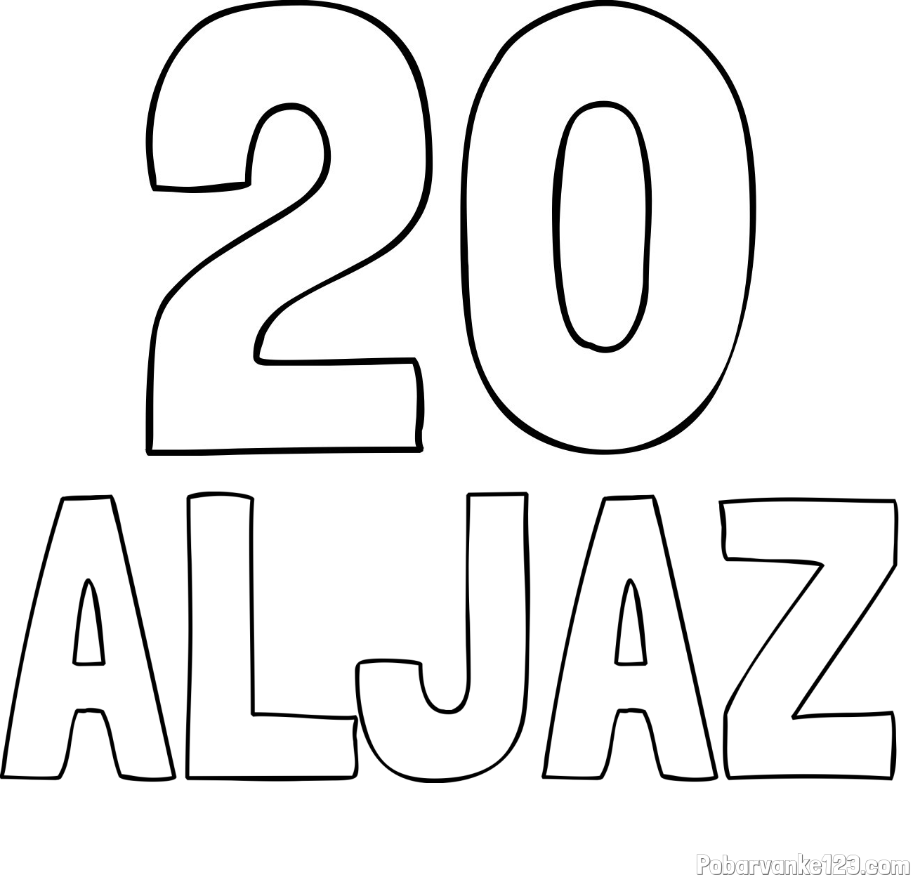 Pobarvanka imena ALJAZ in pobarvanka številke dvajset (20)