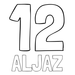 Online izdelana pobarvanka - Pobarvanka imena ALJAZ in pobarvanka številke dvanajst (12)