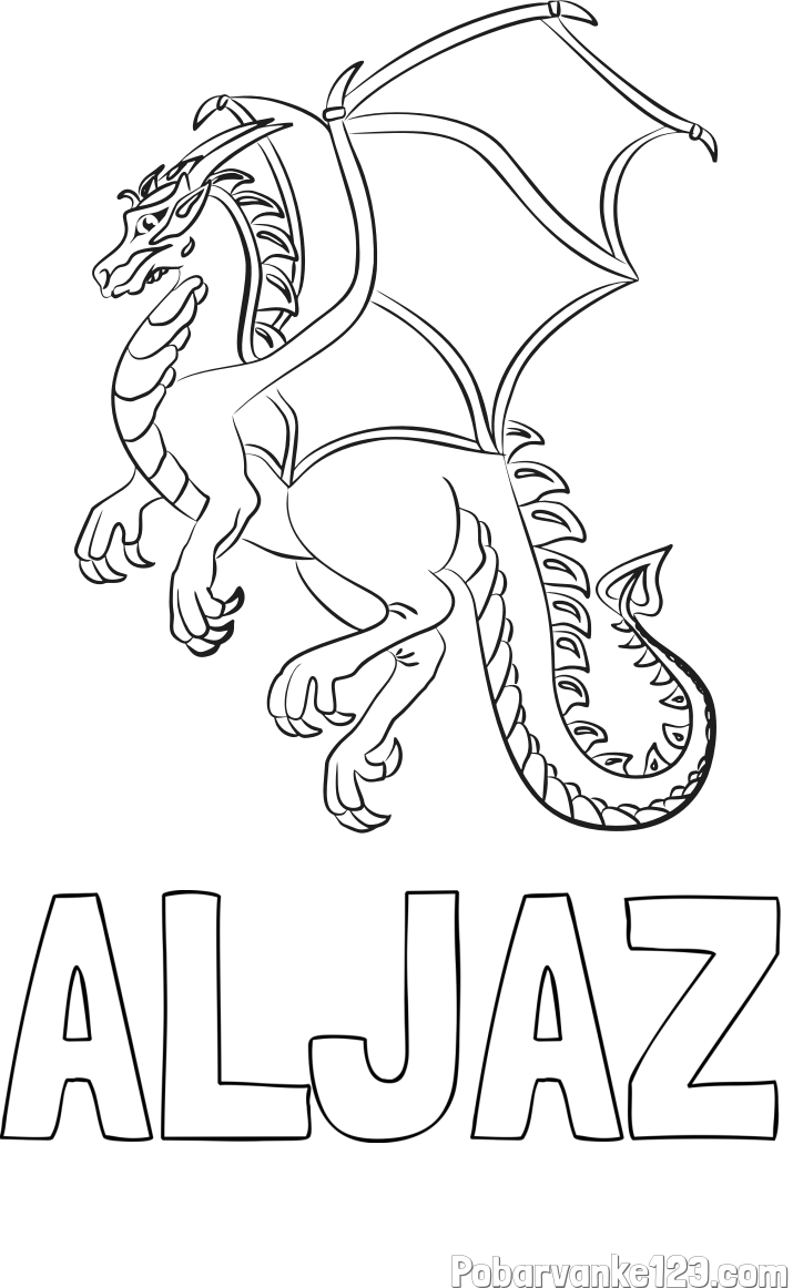 Pobarvanka imena ALJAŽ in pobarvanka strašnega zmaja