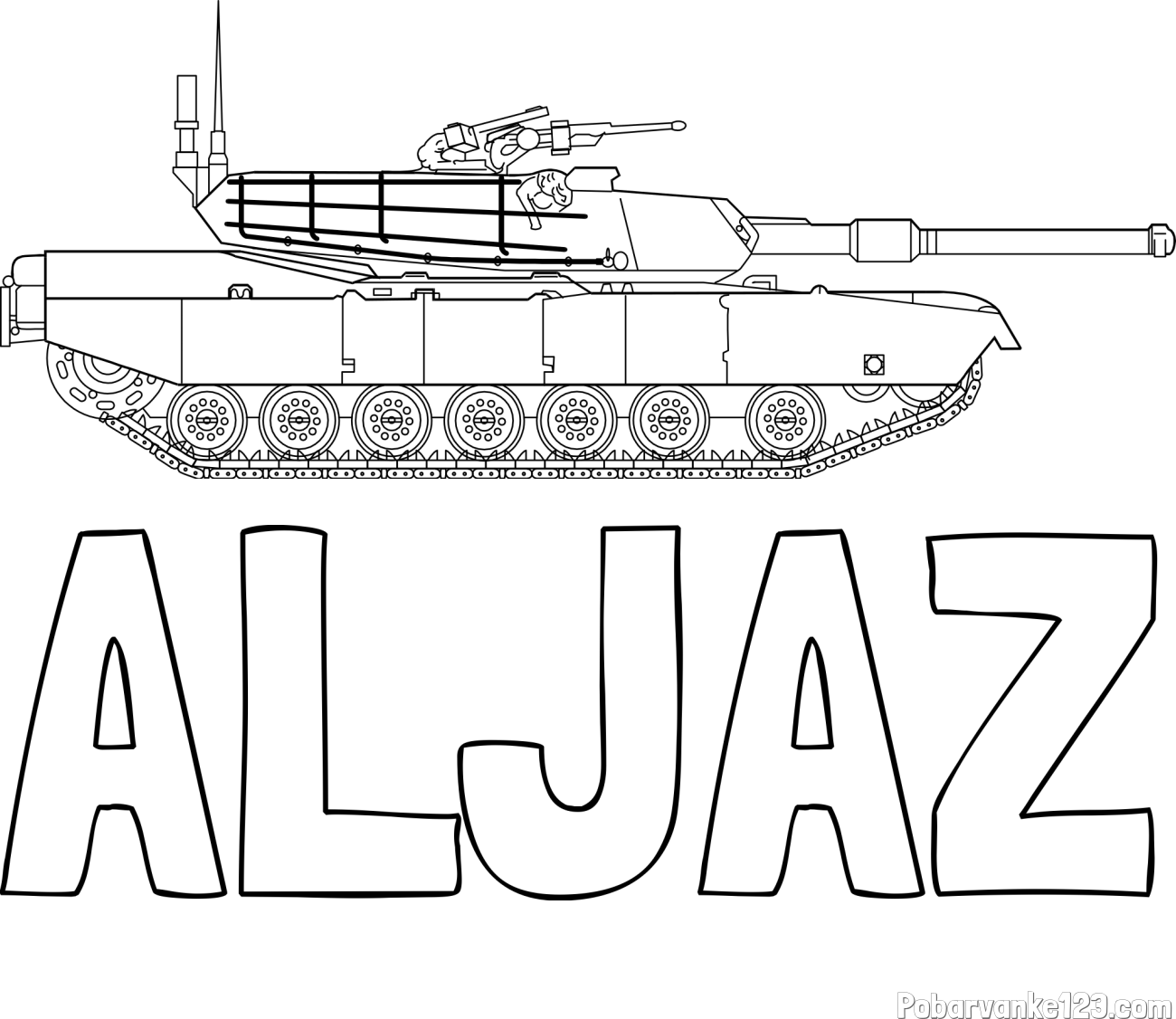 Pobarvanka imena ALJAŽ in pobarvanka tanka M1 Abrams
