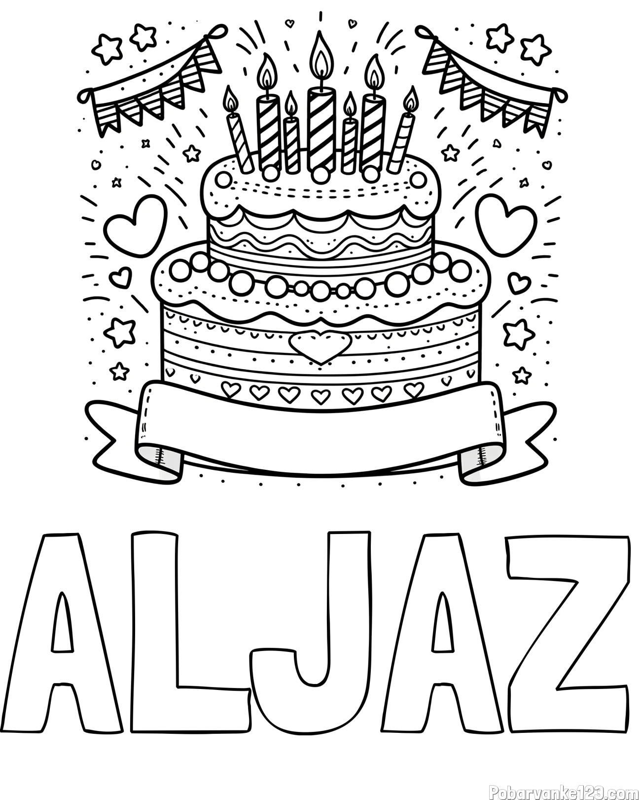 Pobarvanka imena ALJAŽ in pobarvanka velike torte za rojstni dan