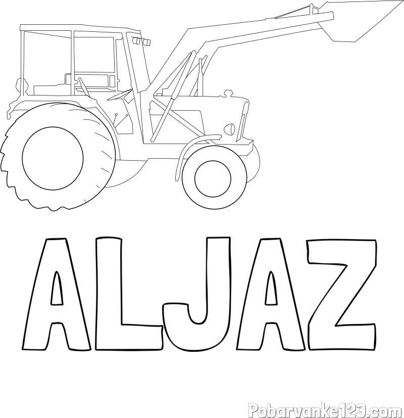 Pobarvanka imena ALJAŽ in traktor 2