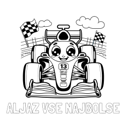 Online izdelana pobarvanka - Pobarvanka imena ALJAŽ VSE NAJBOLŠE in otroška pobarvanka FORMULA 1