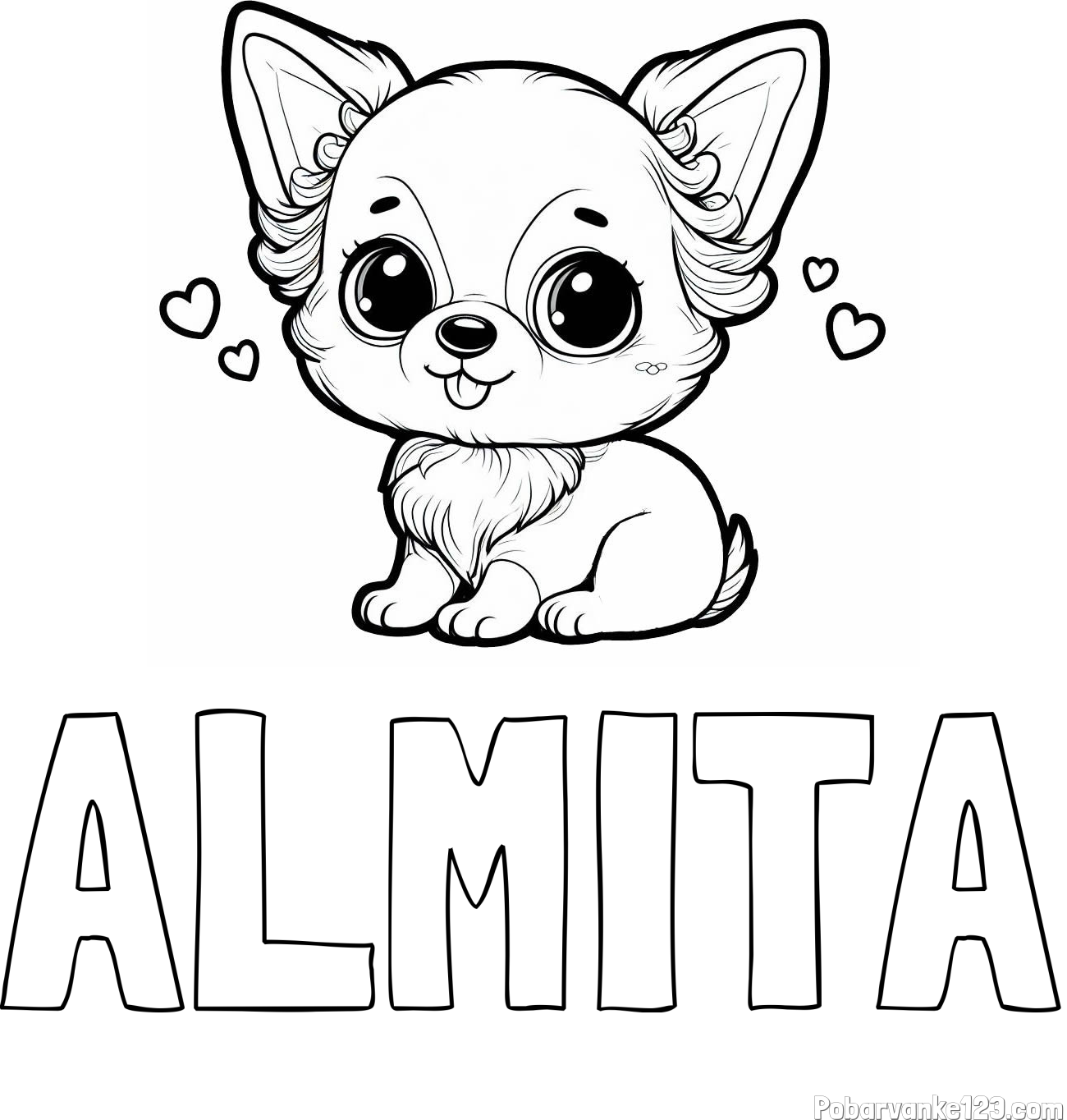 Pobarvanka imena ALMITA in pobarvanka čivave