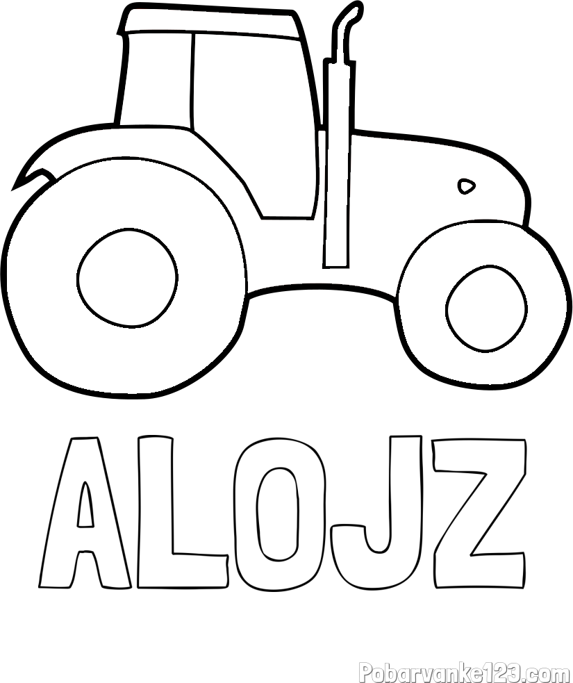 Pobarvanka imena ALOJZ in otroška pobarvanka traktorja