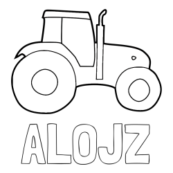 Online izdelana pobarvanka - Pobarvanka imena ALOJZ in otroška pobarvanka traktorja