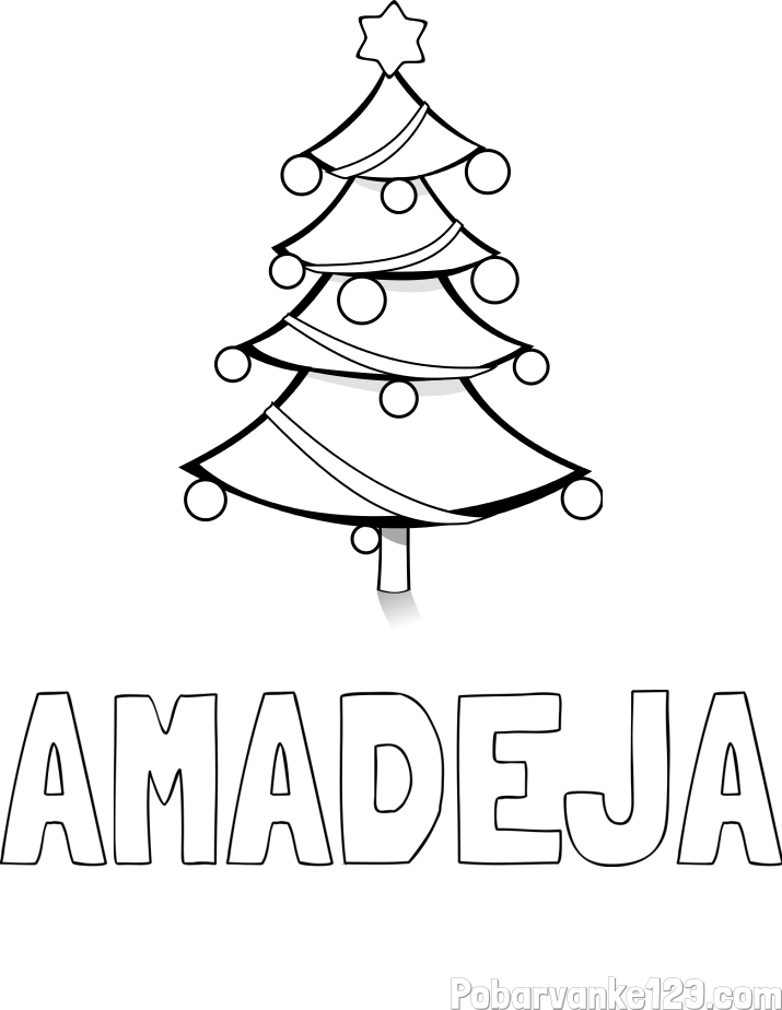 Pobarvanka imena AMADEJA in božična smreka