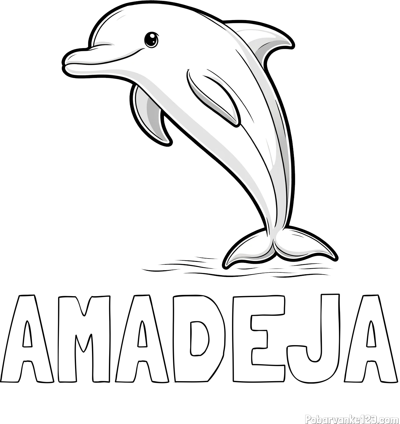 Pobarvanka imena AMADEJA in pobarvanka delfina