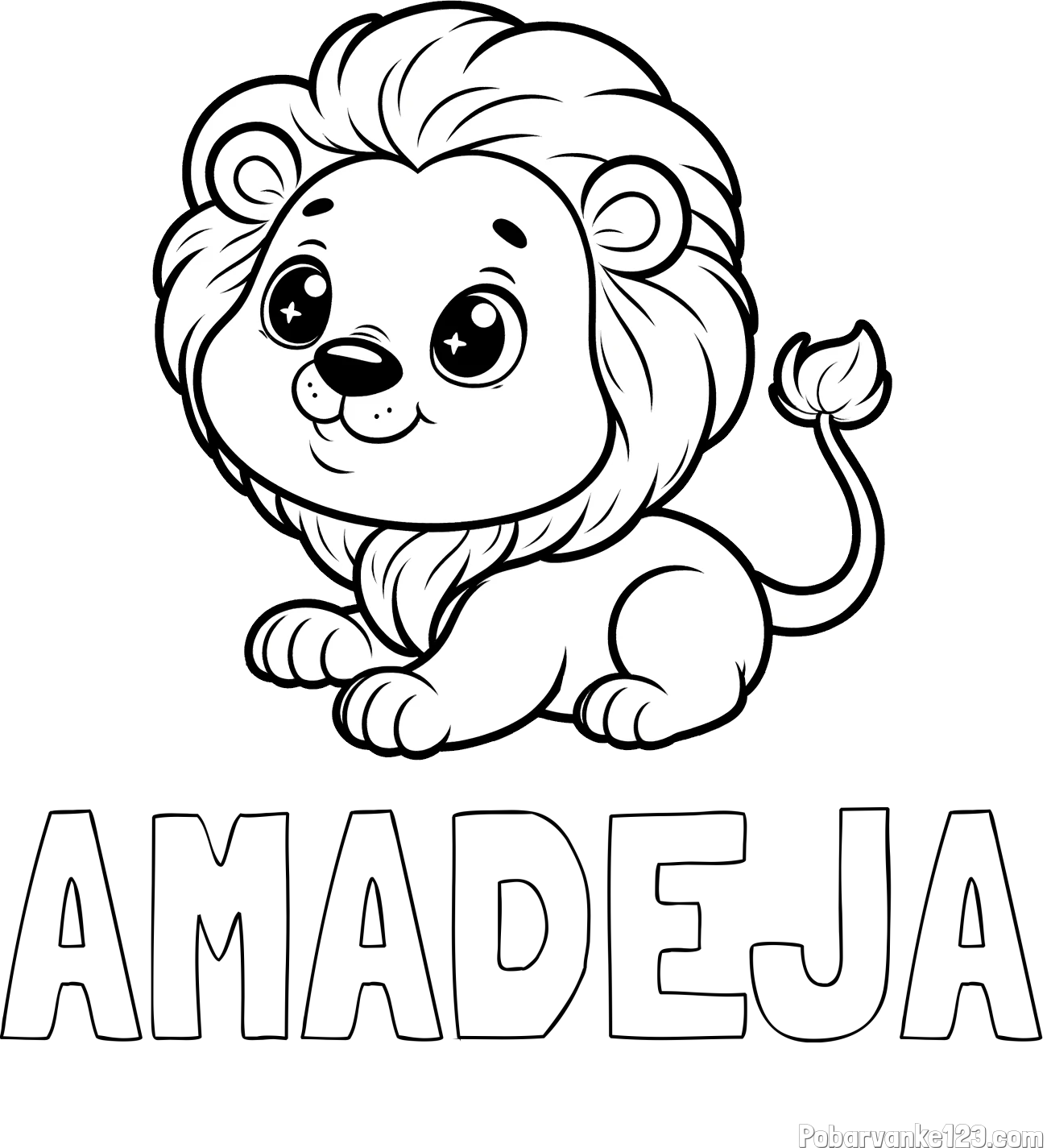 Pobarvanka imena AMADEJA in pobarvanka igrivega levčka