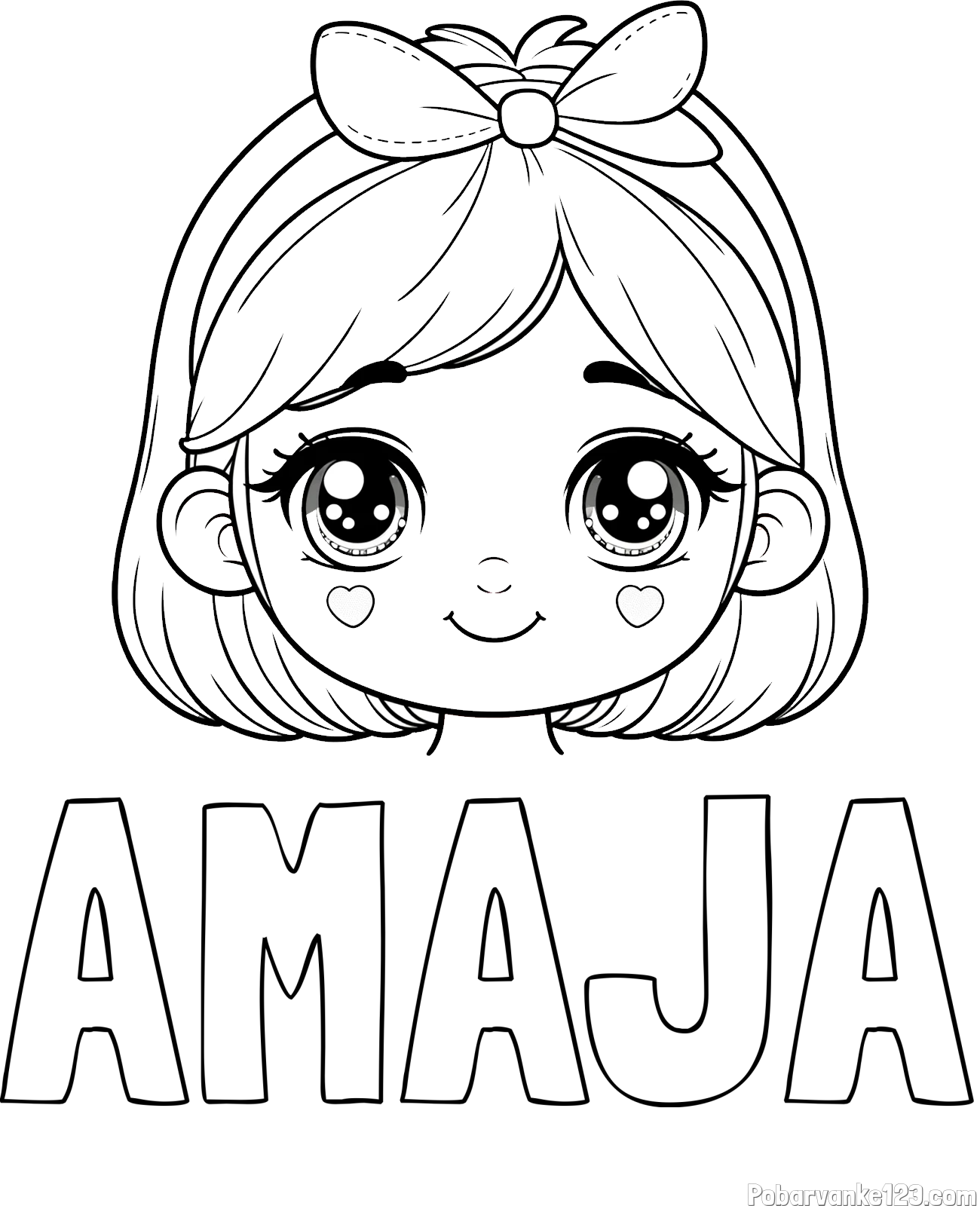 Pobarvanka imena AMAJA in pobarvanka obraza ljubke punčke
