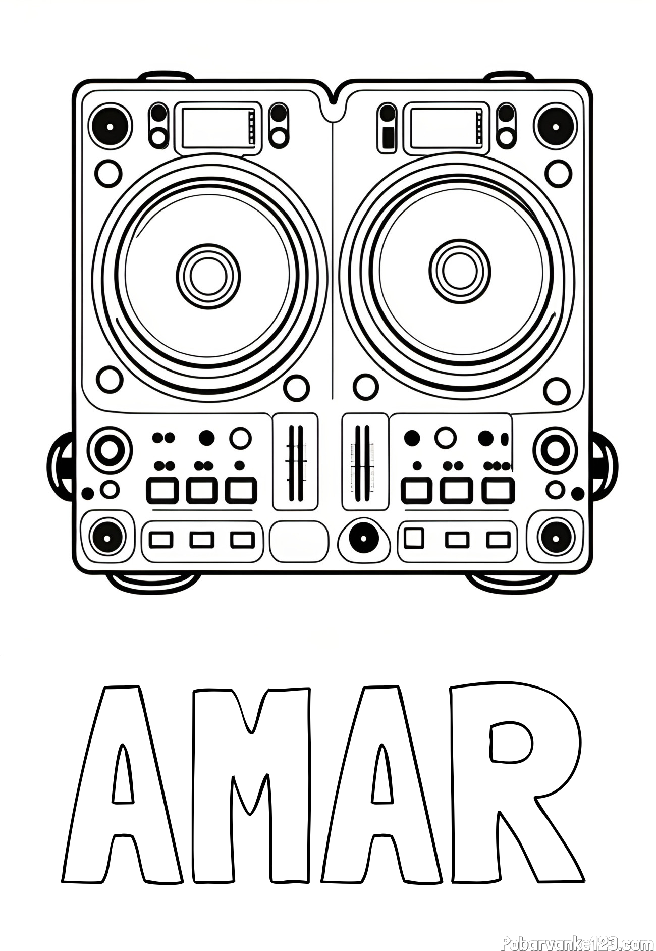 Pobarvanka imena AMAR in pobarvanka DJ MIXER