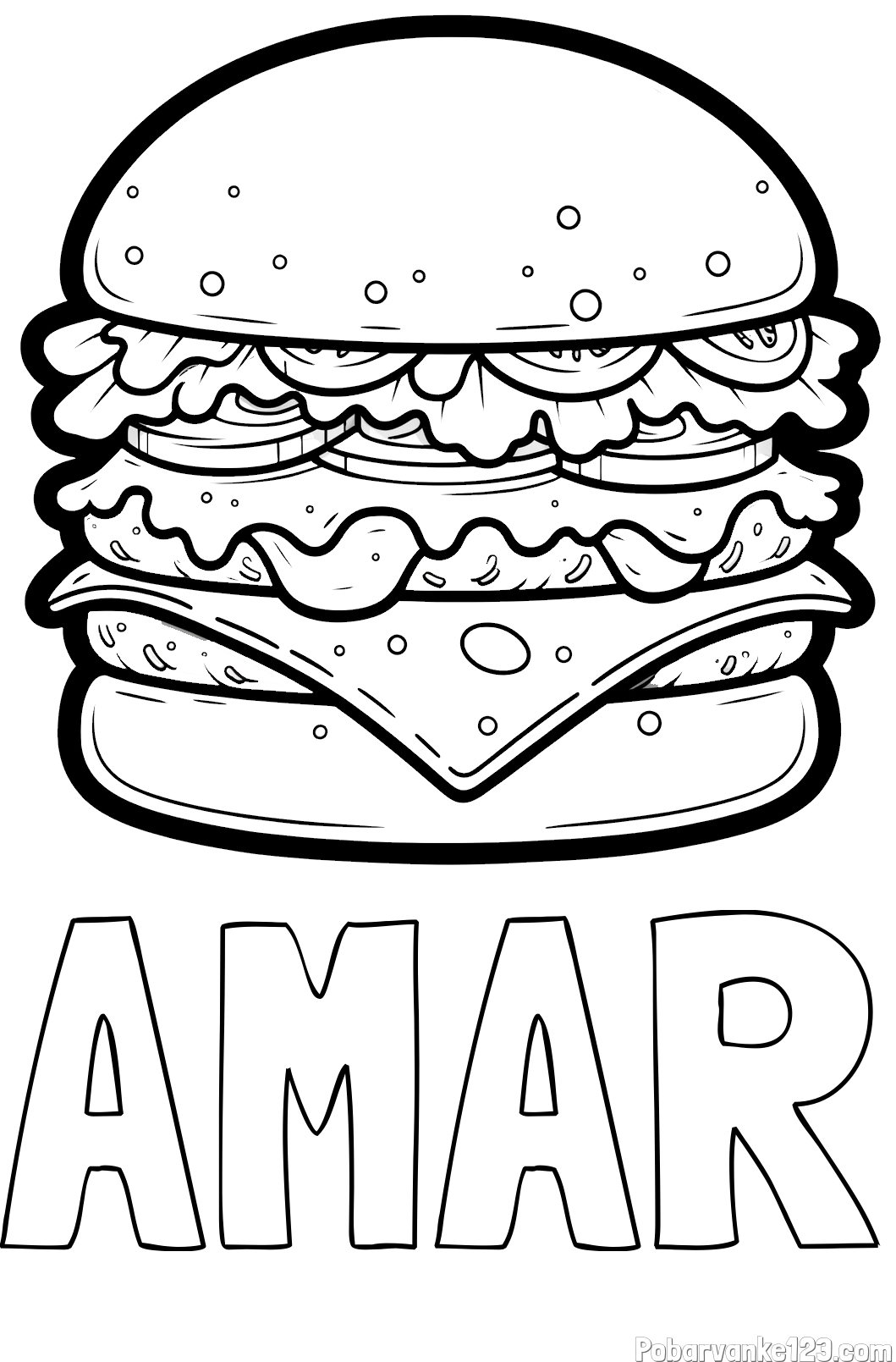 Pobarvanka imena AMAR in pobarvanka hamburger