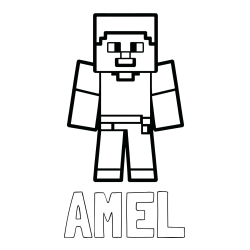 Online izdelana pobarvanka - Pobarvanka imena AMEL in pobarvanka Minecraft figurice