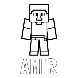 Online izdelana pobarvanka - Pobarvanka imena AMIR in pobarvanka Minecraft figurice