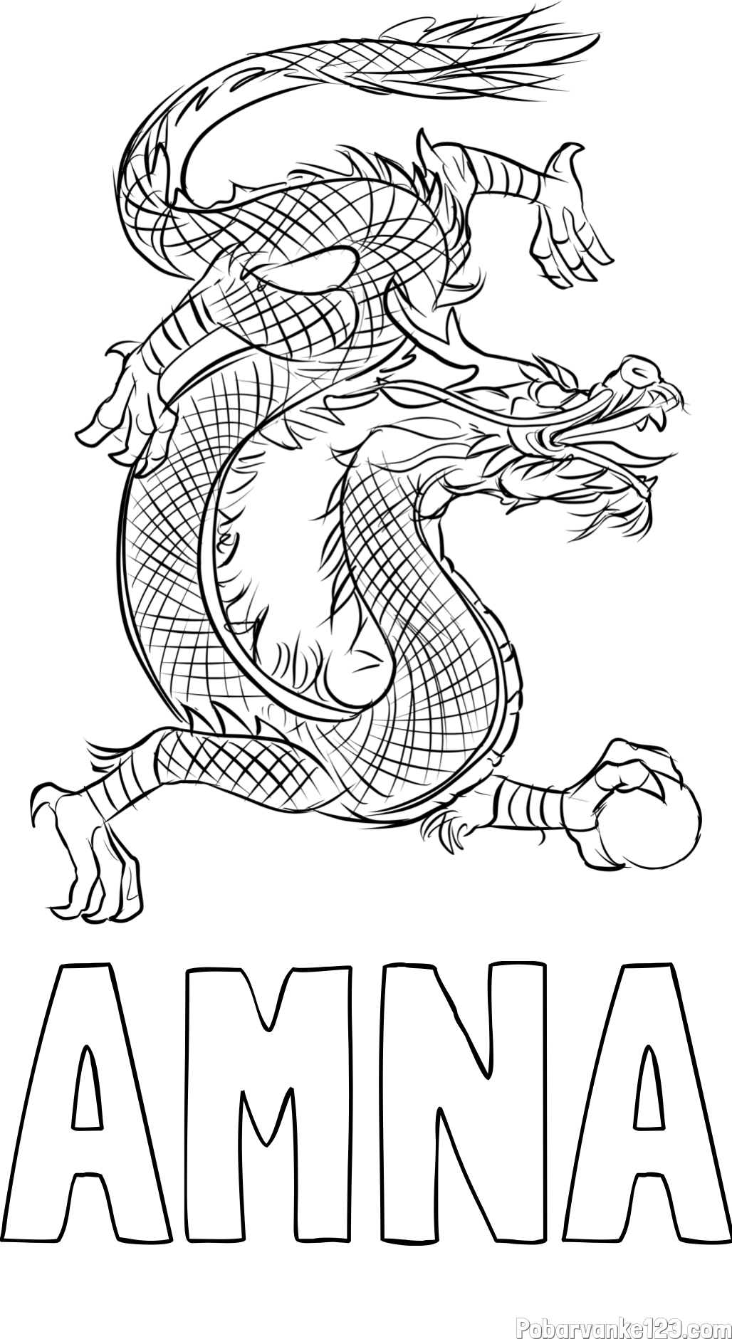 Pobarvanka imena AMNA in pobarvanka kitajskega zmaja