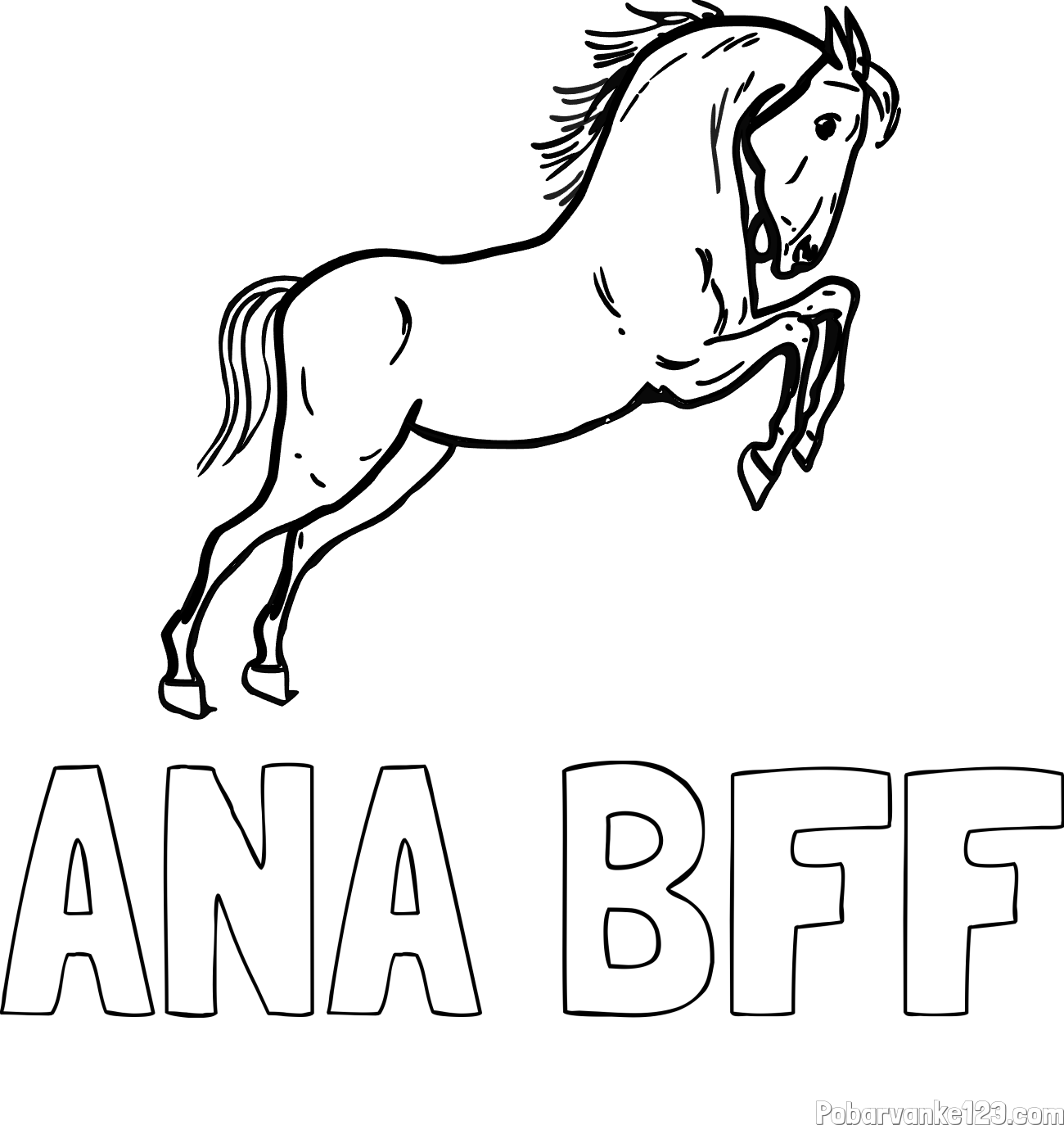 Pobarvanka imena ANA BFF in pobarvanka konja v skoku