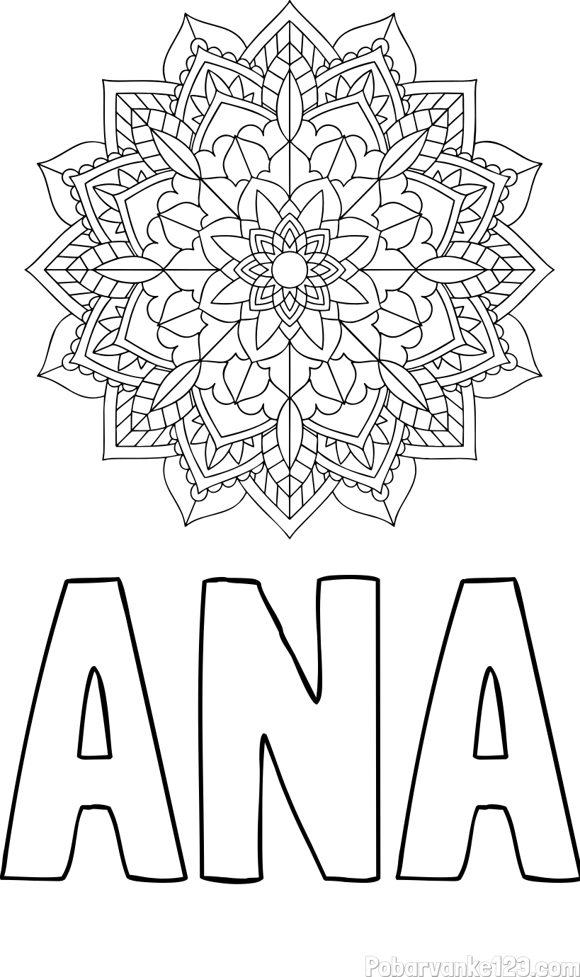 Pobarvanka imena ANA in Čudovita pobarvanka mendale