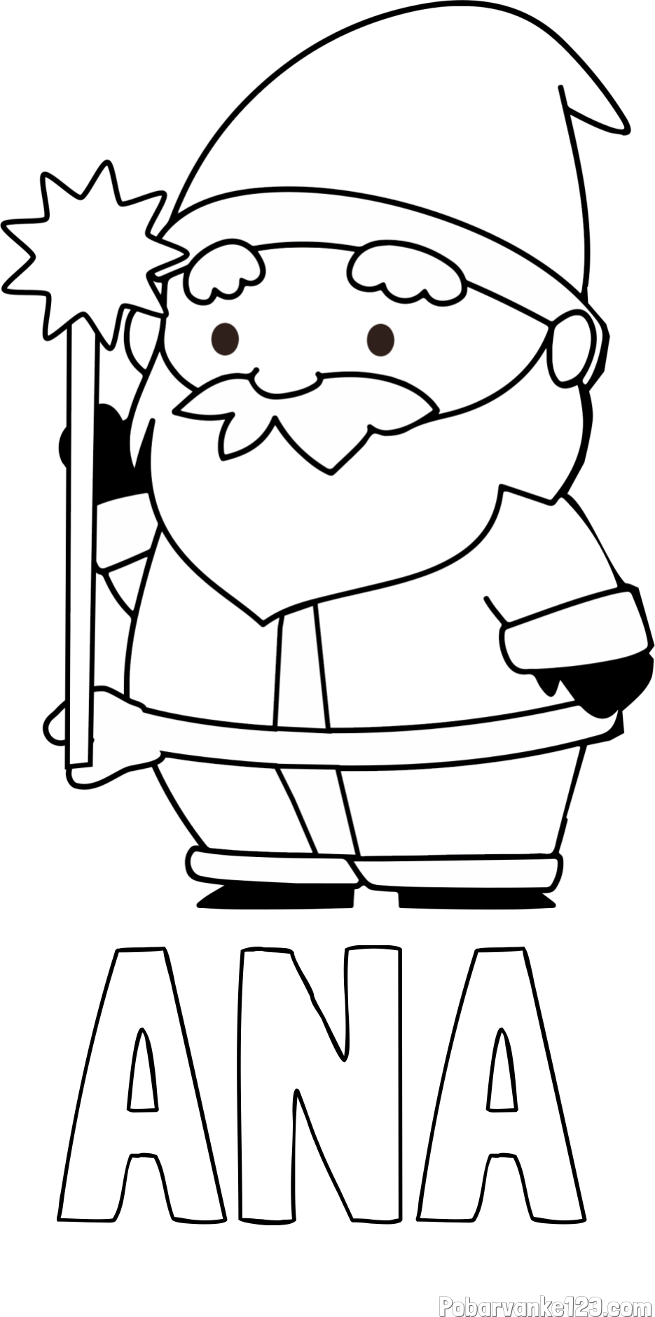 Pobarvanka imena ANA in dedek Mraz