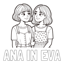 Online izdelana pobarvanka - Pobarvanka imena ANA IN EVA in pobarvanka dveh najboljših prijateljic