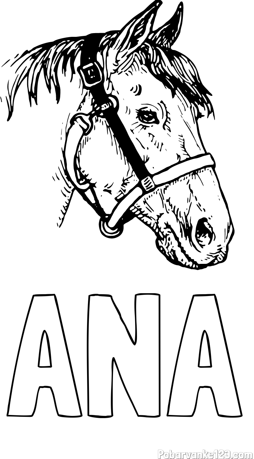Pobarvanka imena ANA in konjska glava