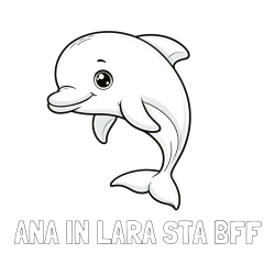Online izdelana pobarvanka - Pobarvanka imena ANA IN LARA STA BFF in otroška pobarvanka ljubkega delfina
