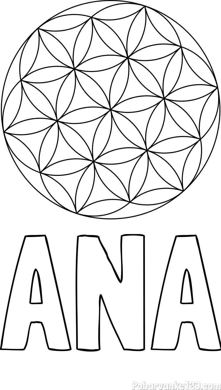 Pobarvanka imena ANA in mandale 2