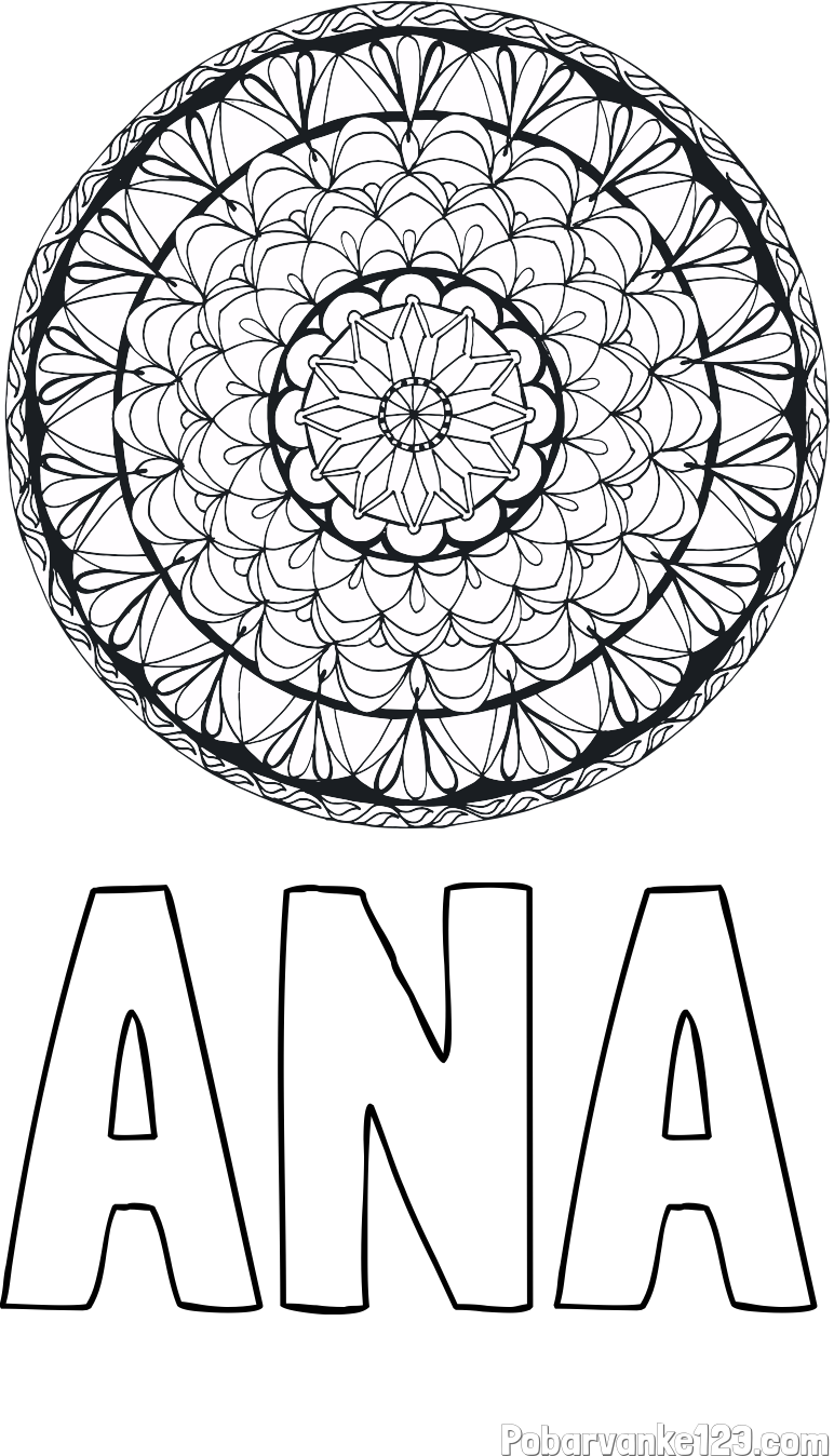 Pobarvanka imena ANA in mandale 4