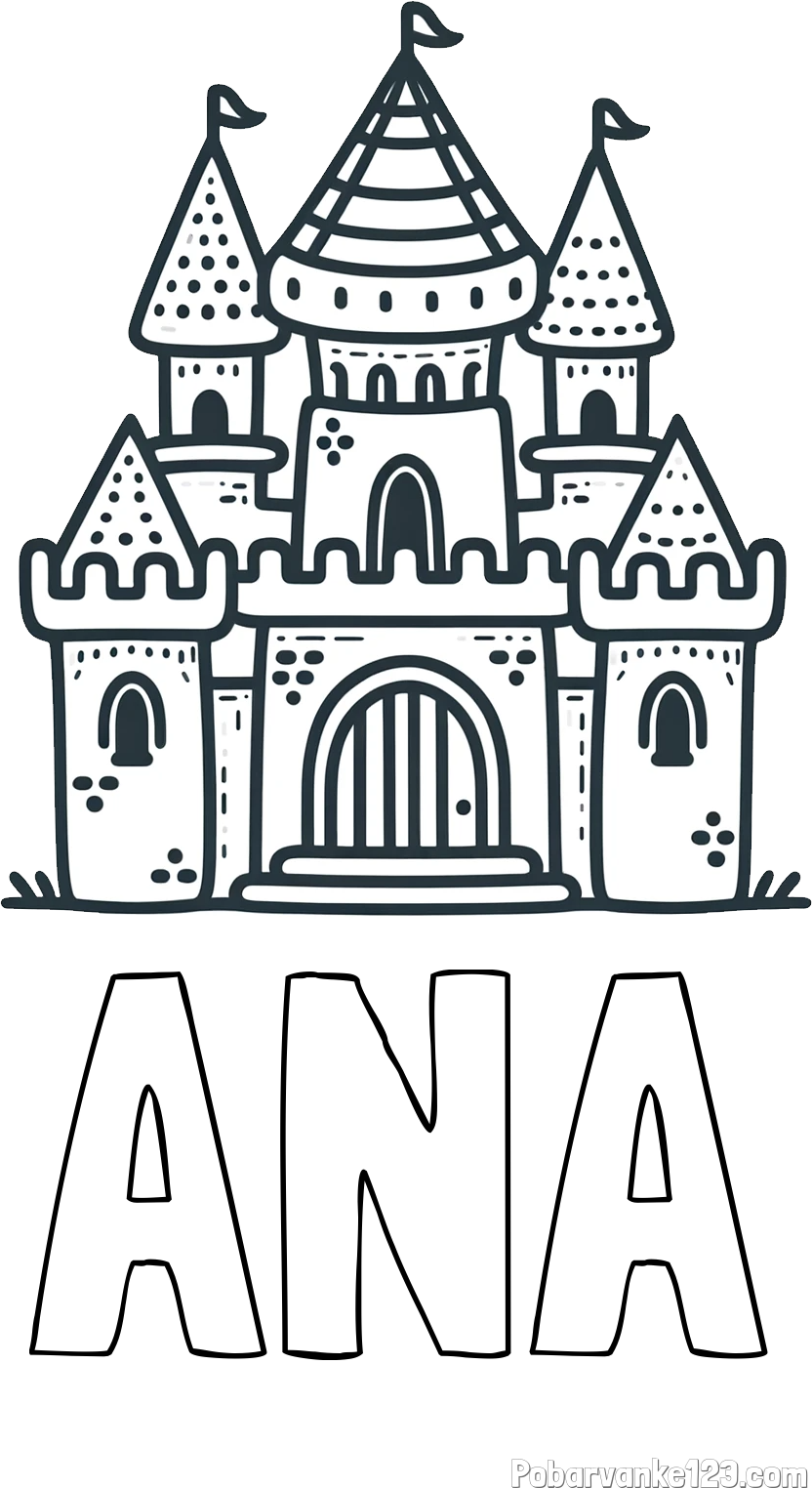 Pobarvanka imena ANA in otroška pobarvanka gradu