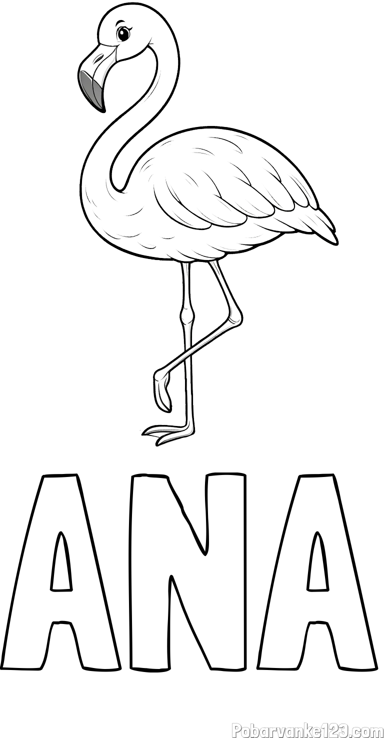 Pobarvanka imena ANA in pobarvanka flaminga