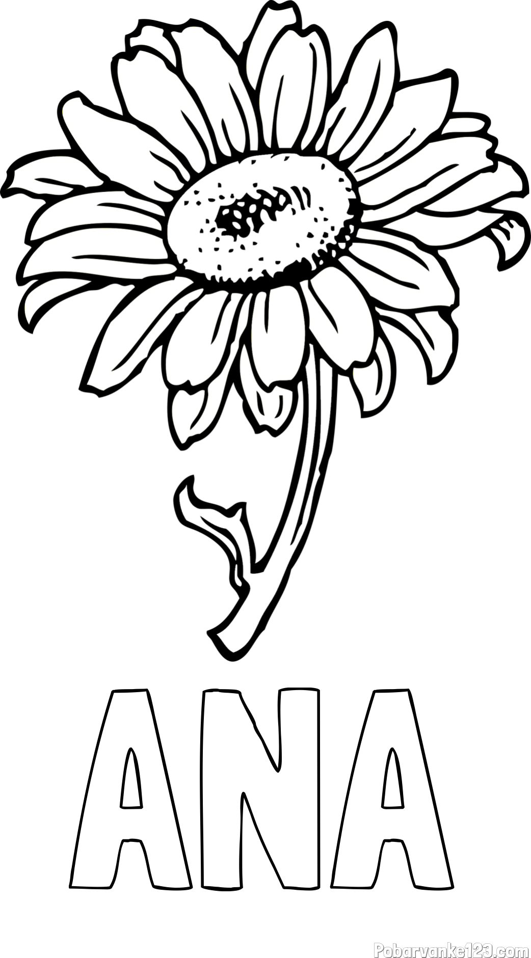 Pobarvanka imena ANA in pobarvanka lepe sončnice