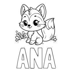 Pobarvanka imena ANA in pobarvanka lisičke