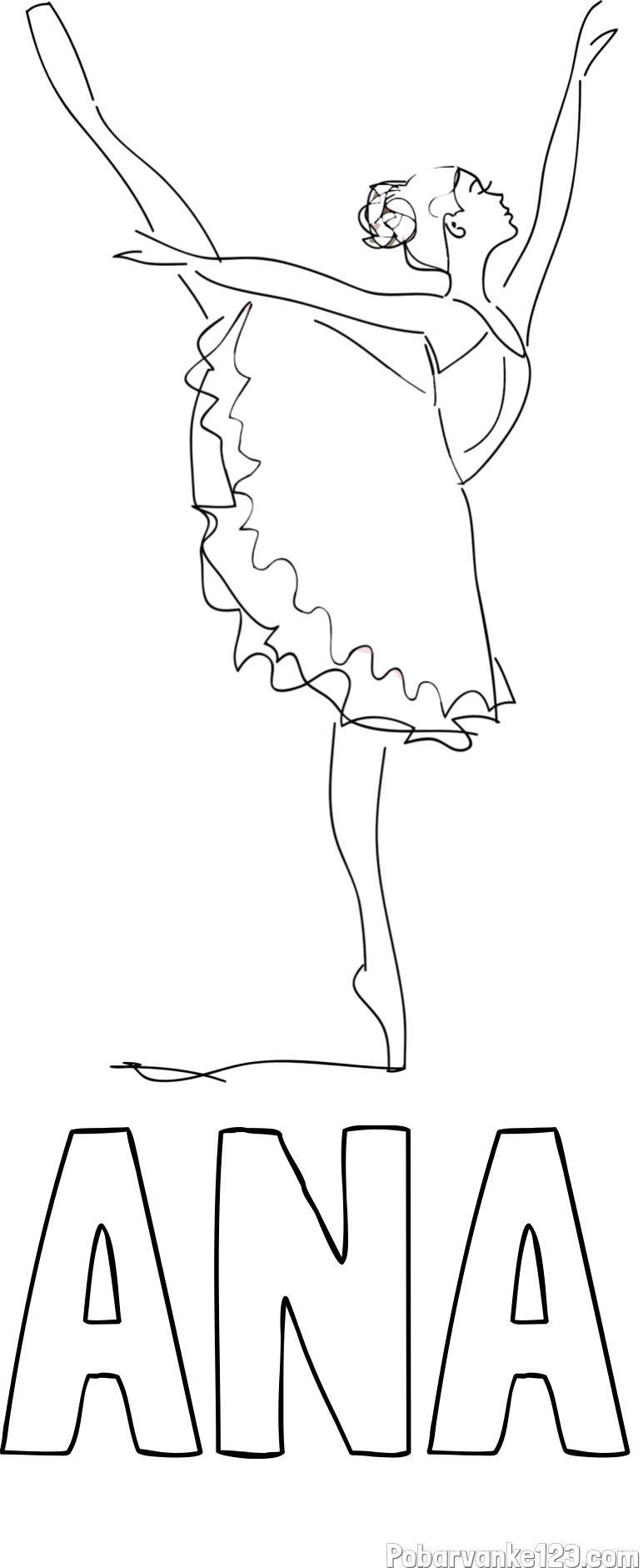 Pobarvanka imena ANA in pobarvanka ljubke baletke