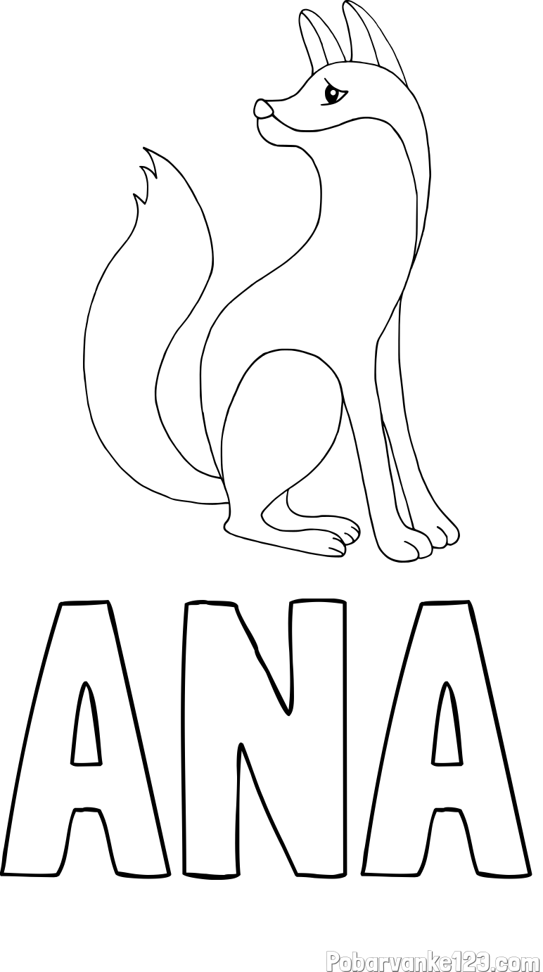 Pobarvanka imena ANA in pobarvanka ljubke lisičke