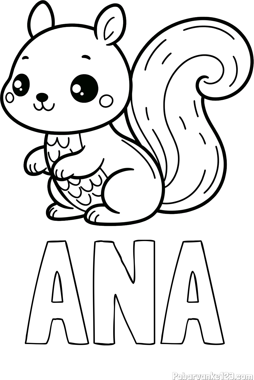 Pobarvanka imena ANA in pobarvanka ljubke veverice
