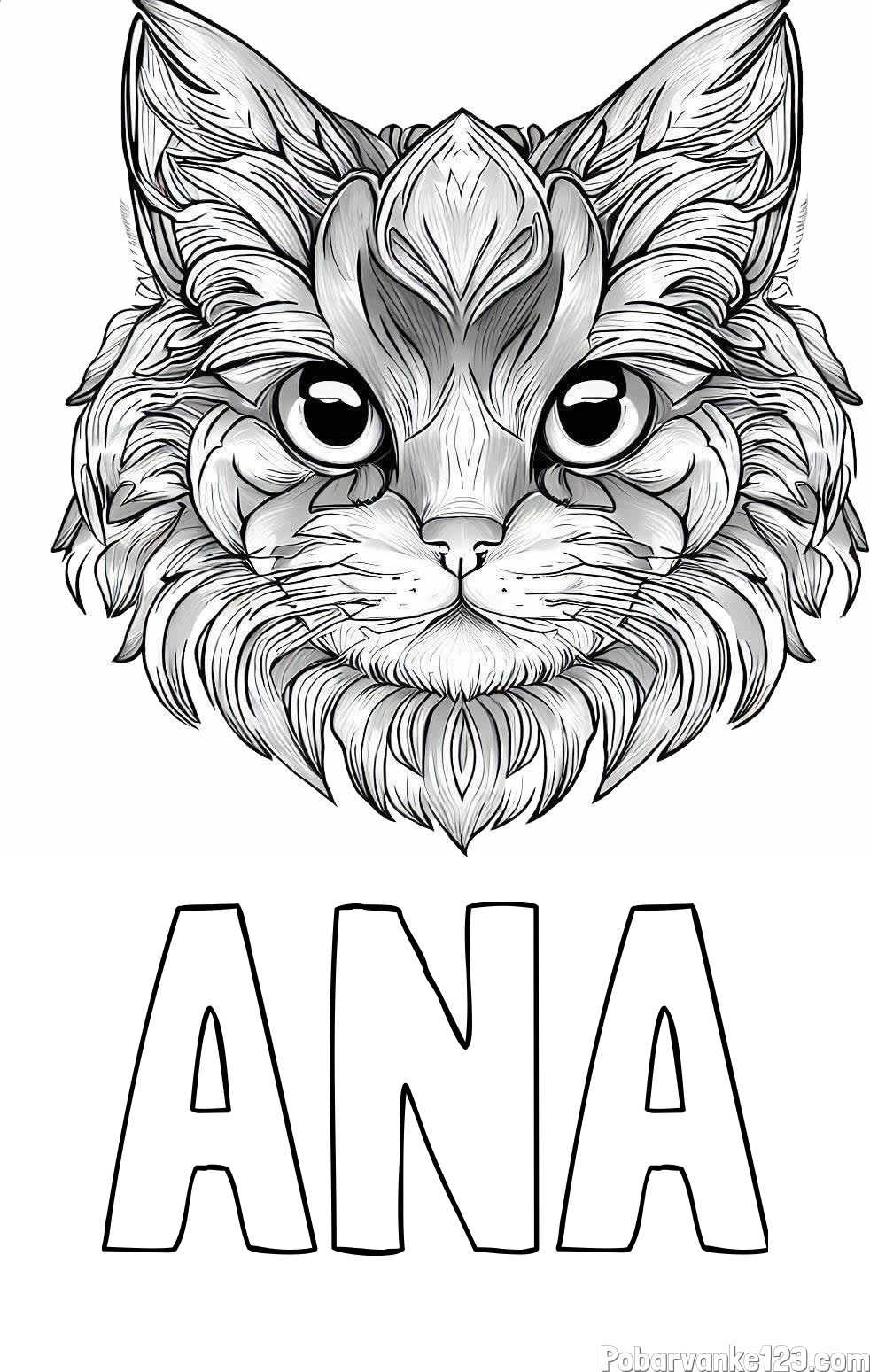 Pobarvanka imena ANA in pobarvanka mačke