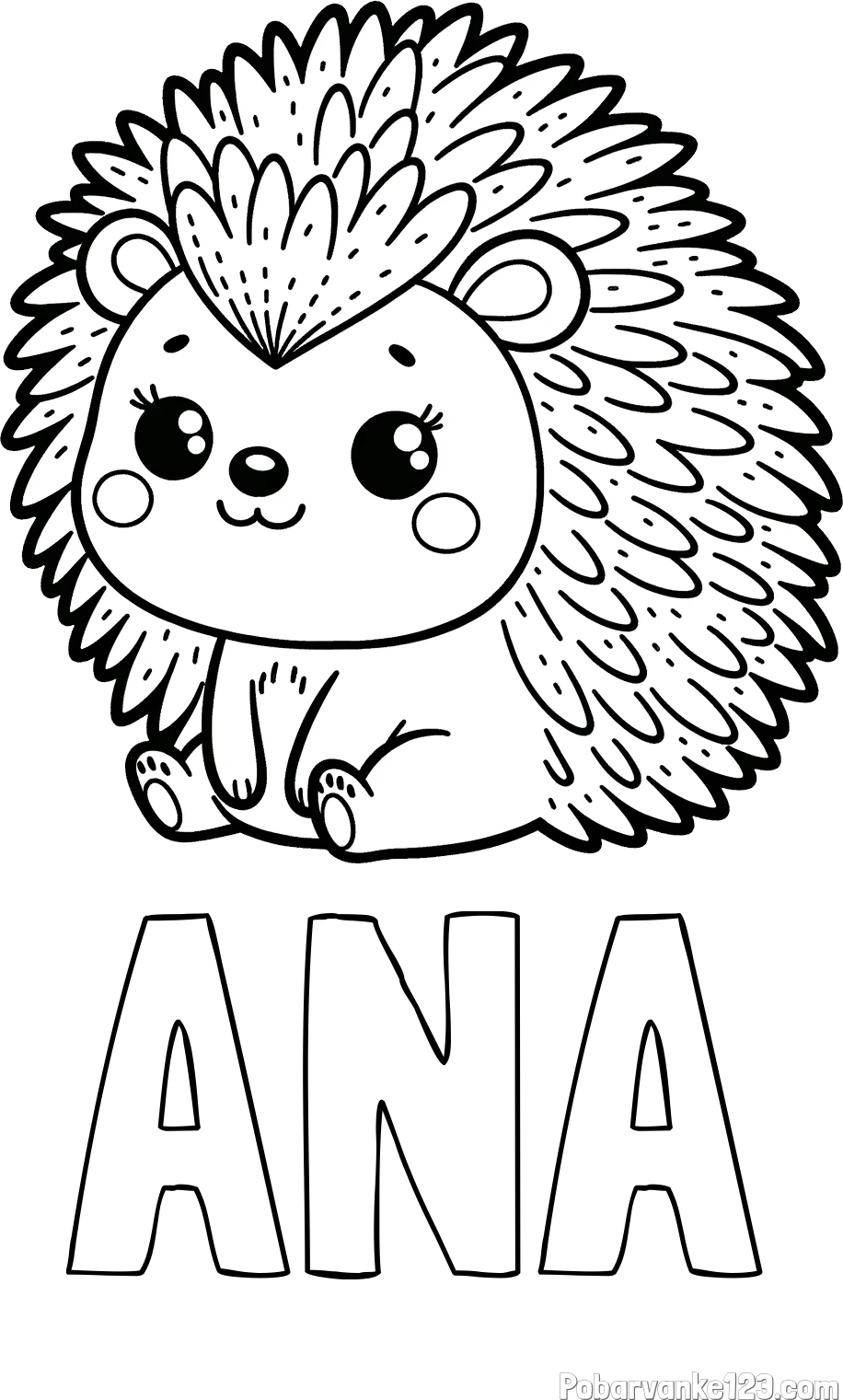 Pobarvanka imena ANA in pobarvanka nasmejanega ježka