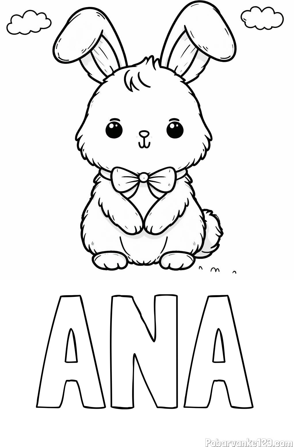 Pobarvanka imena ANA in pobarvanka prikupnega zajčka