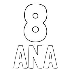 Online izdelana pobarvanka - Pobarvanka imena ANA in pobarvanka številke osem (8)