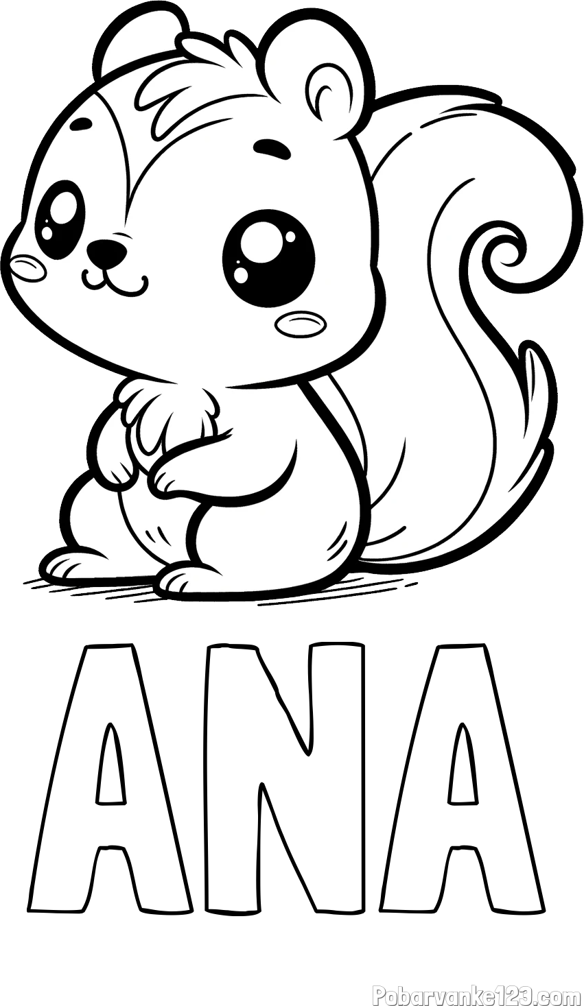 Pobarvanka imena ANA in pobarvanka veverice