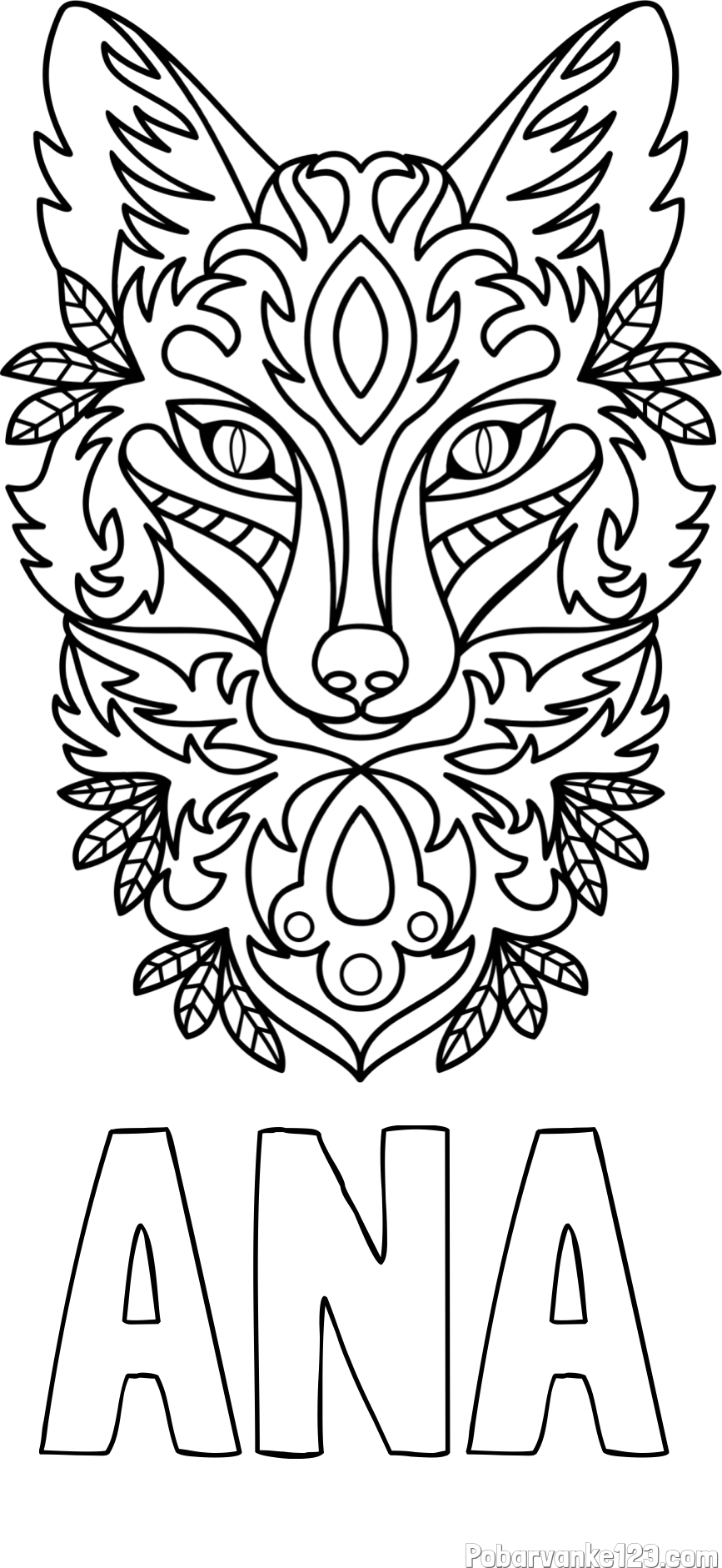 Pobarvanka imena ANA in pobarvanka volka - mandale