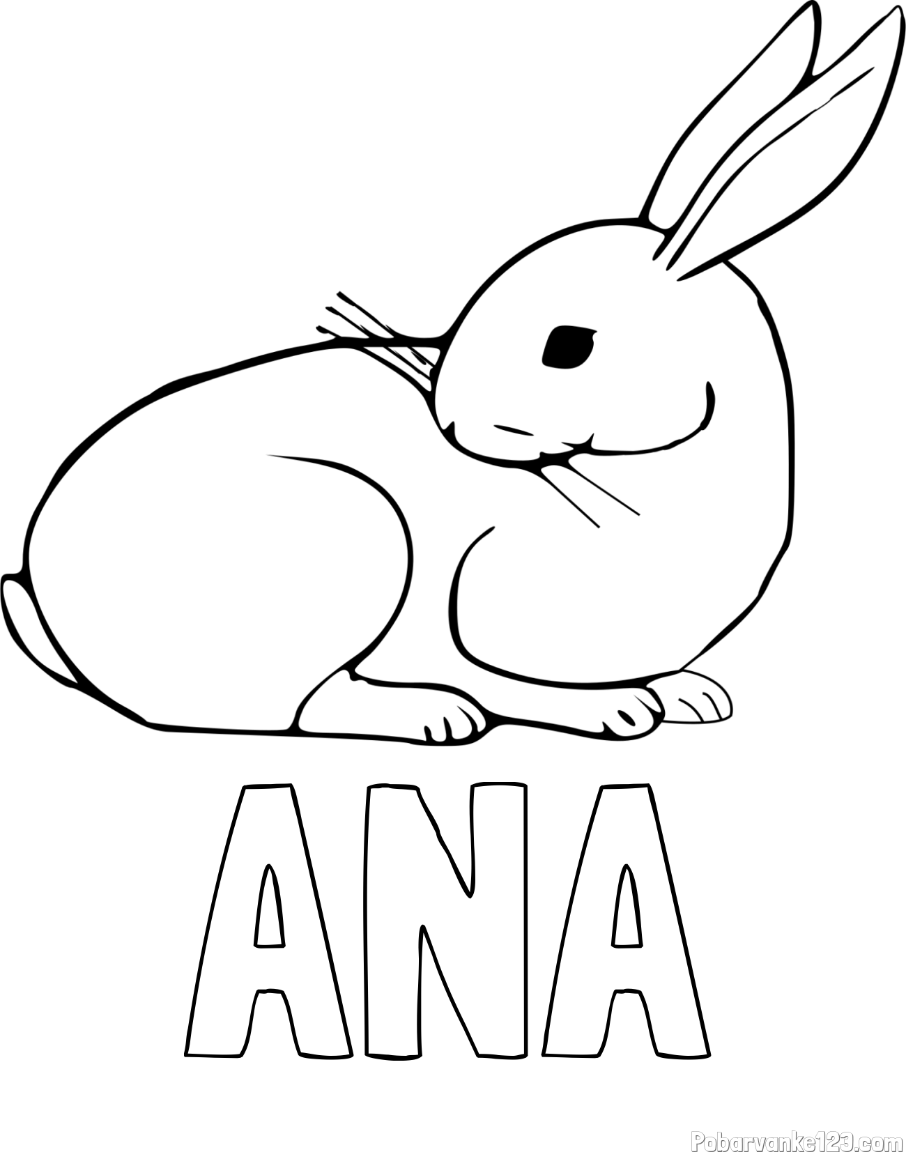 Pobarvanka imena ANA in pobarvanka zajčka, ki je nekaj opazil