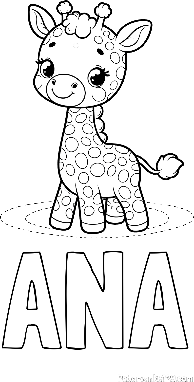 Pobarvanka imena ANA in pobarvanka žirafe