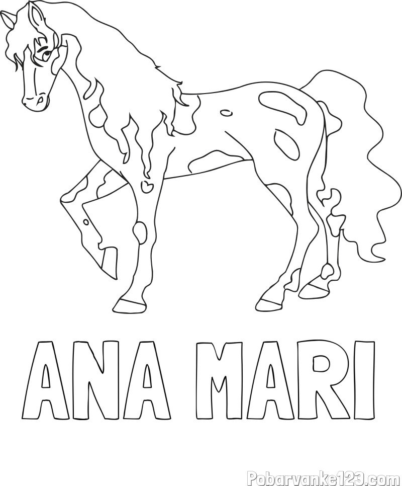 Pobarvanka imena ANA MARI in pobarvanka lisastega konja