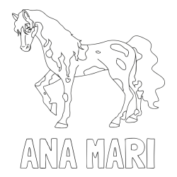 Online izdelana pobarvanka - Pobarvanka imena ANA MARI in pobarvanka lisastega konja