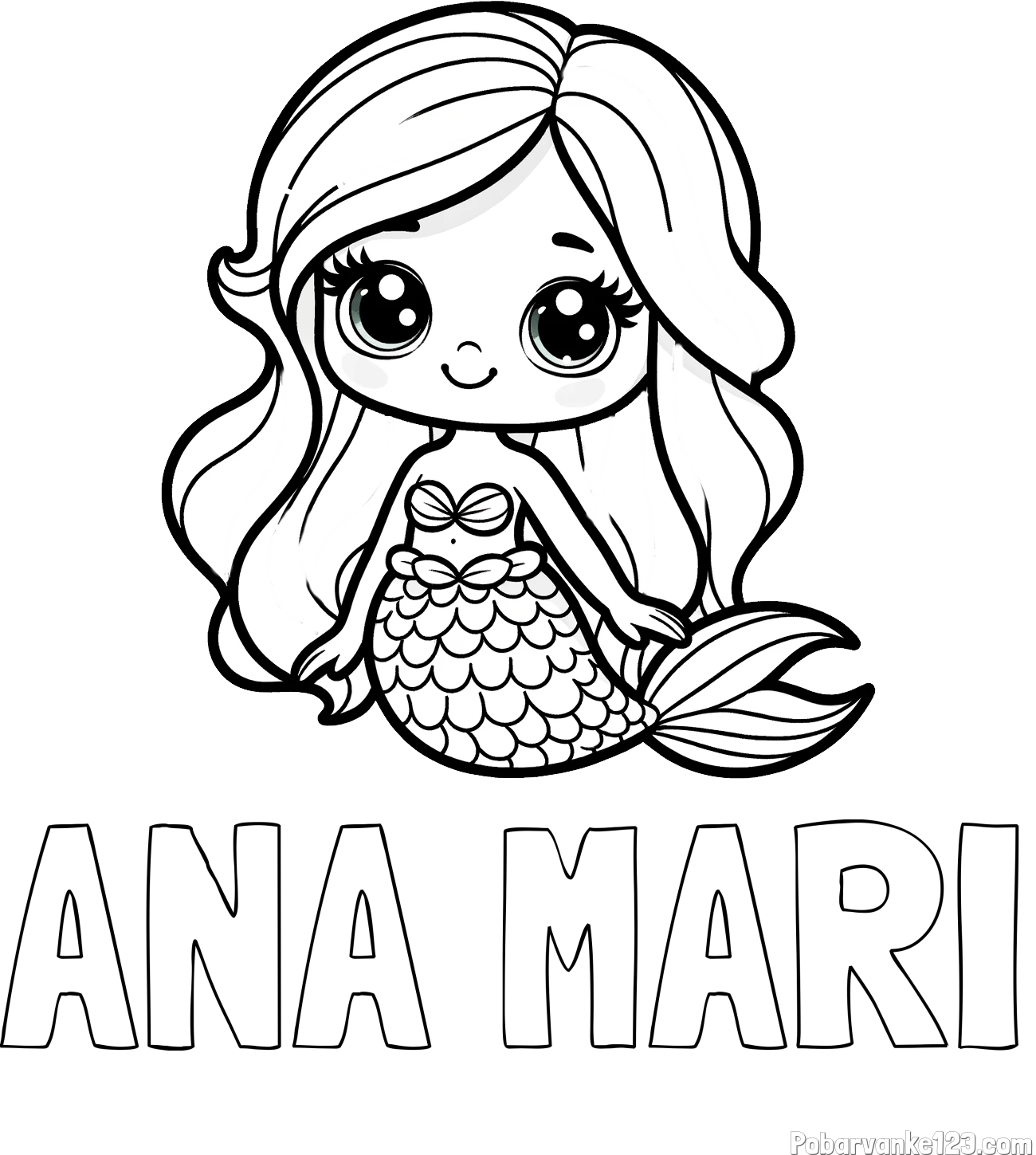 Pobarvanka imena ANA MARI in pobarvanka prikupne morske deklice