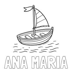 Pobarvanka imena ANA MARIA in preprosta pobarvanka ladjice
