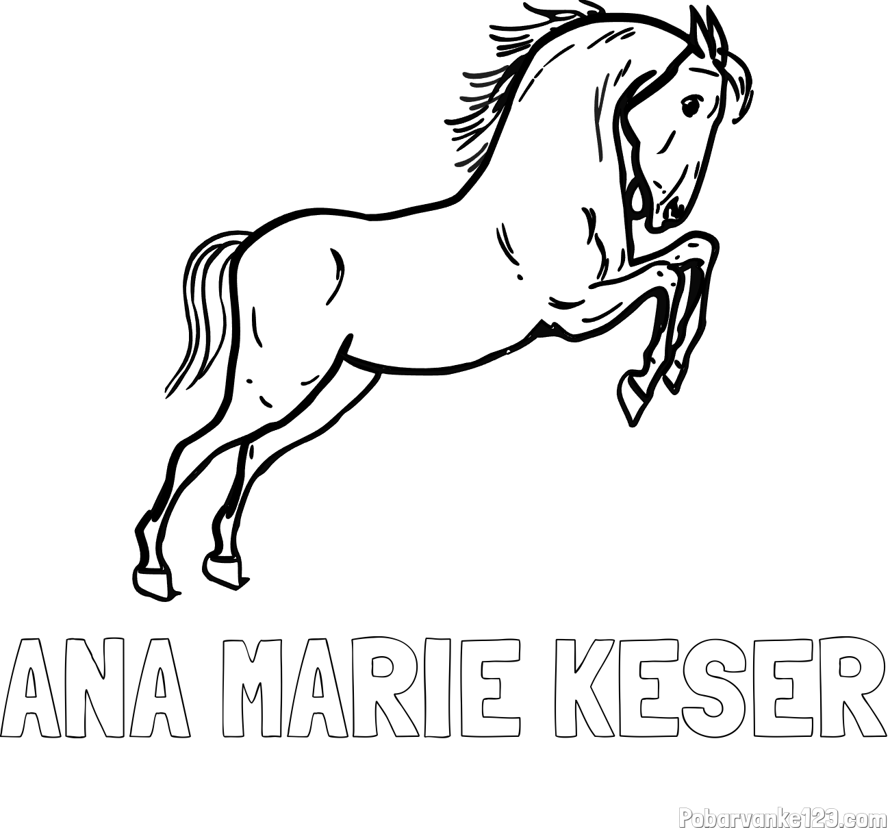 Pobarvanka imena ANA MARIE KESER in pobarvanka konja v skoku