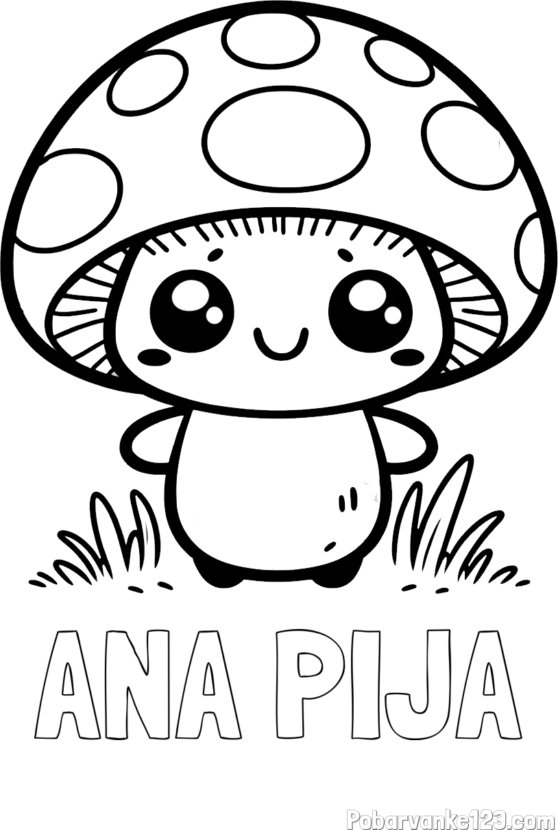 Pobarvanka imena ANA PIJA in otroška pobarvanka gobe
