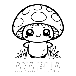 Online izdelana pobarvanka - Pobarvanka imena ANA PIJA in otroška pobarvanka gobe